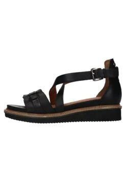 Mit Geflochtenem Riemchen - Sandalen Met Sleehak - Schwarz